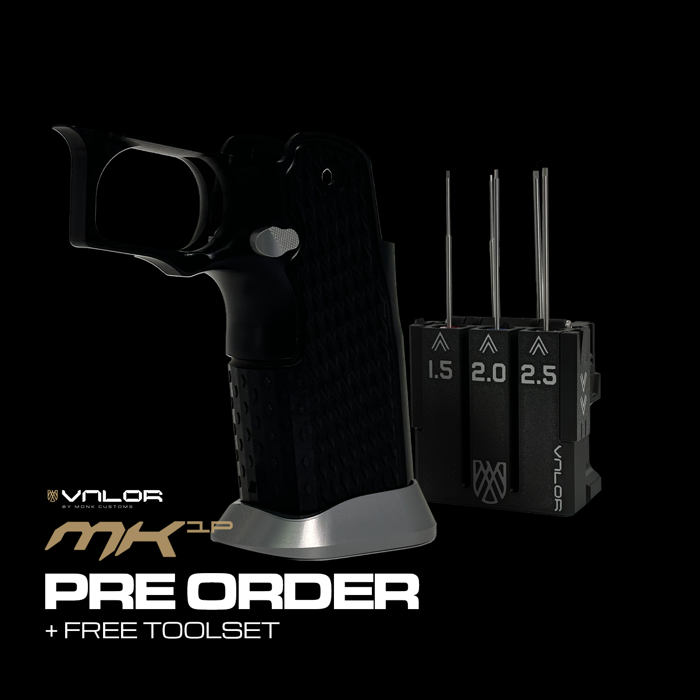 Valor MK-1P  Hi Capa Grip 'Diamond' (Matte Black/Matte Titanium)